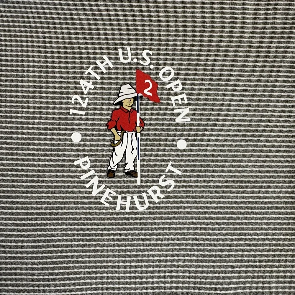 Polo Ralph Lauren Polo Shirt Mens XL Gray Striped 124th US Open Pinehurst NEW